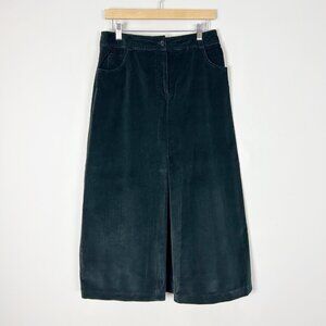 Women’s Y2K Dark Gray Fine Wale Corduroy A-line Maxi Skirt Winter Size 12